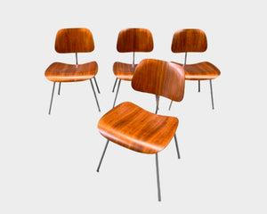 Set of 4 DCM Dining Chairs Walnut by Charles & Ray Eames, Herman Miller, 1950s