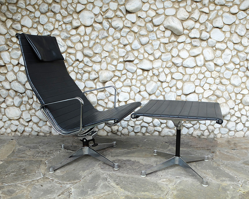 EA 124 Aluminium Group chair & EA 125 ottoman, Charles & Ray Eames for Herman Miller 1960s