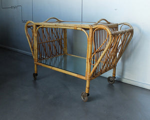 Danish Bamboo serving bar trolley from the 1950s, Denmark