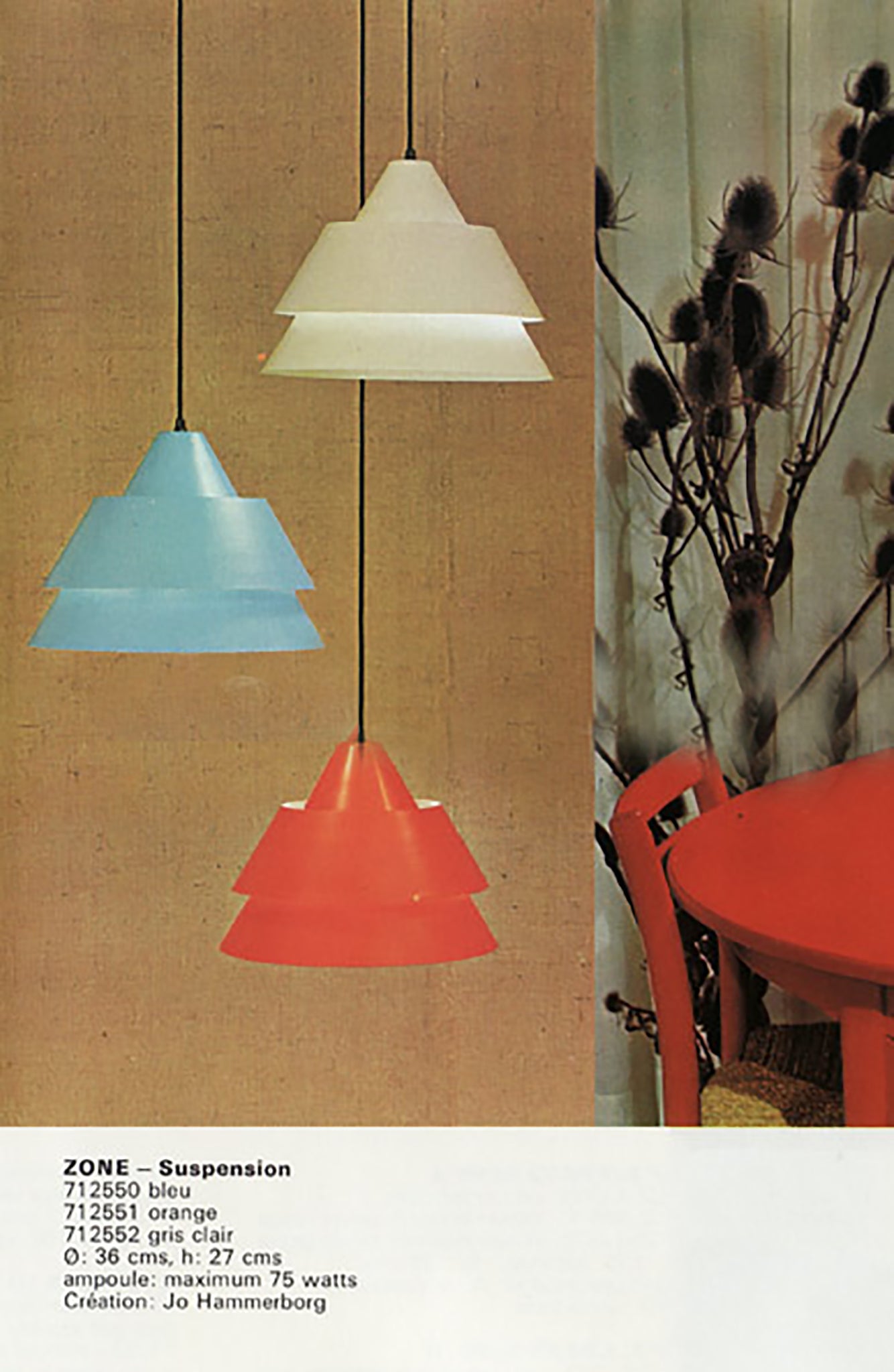 Pair light grey Zone Pendant Lamps Jo Hammerborg for Fog & Mørup, 1960s