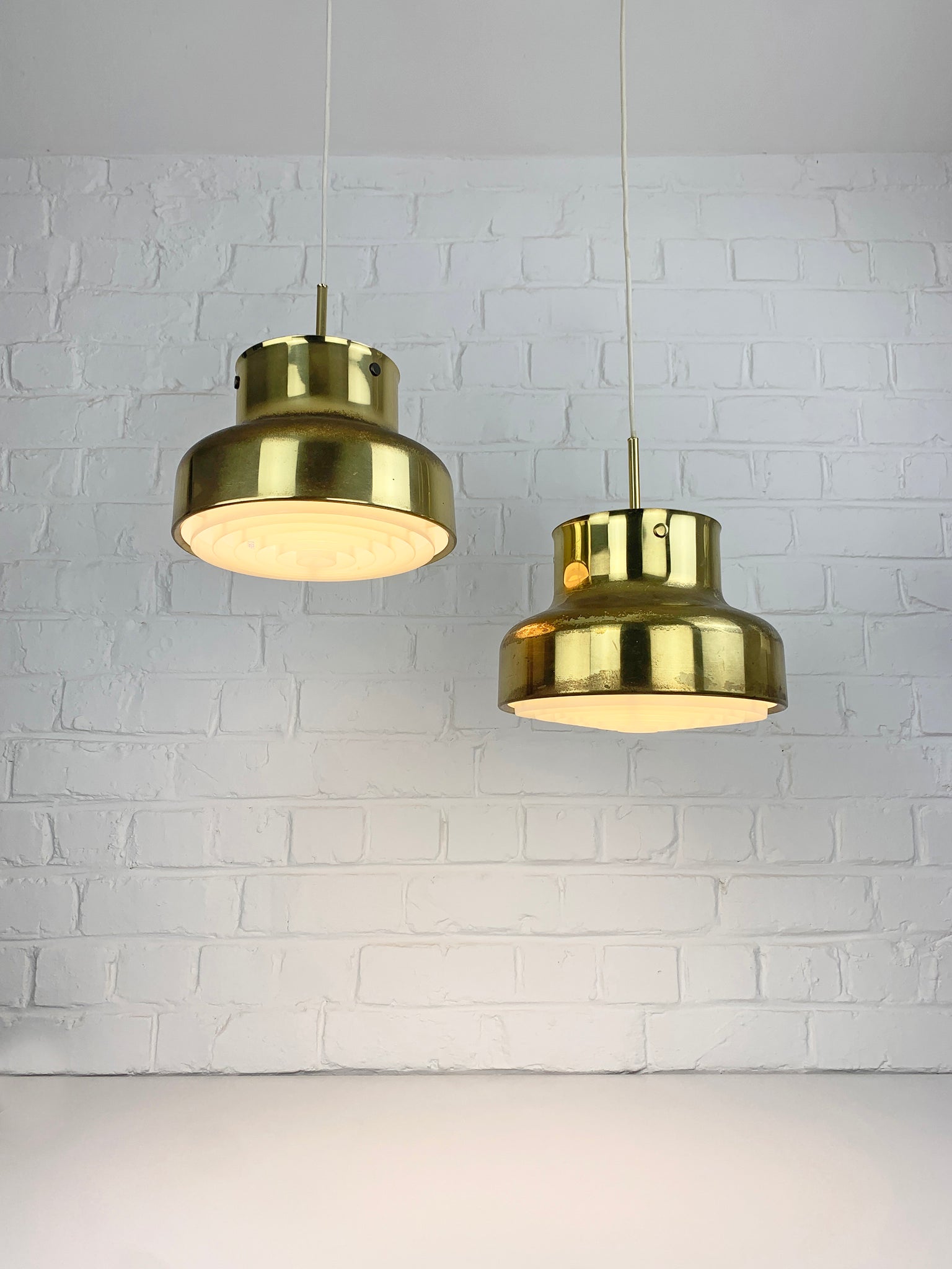 Bumling Pendant Lamps in Brass by Anders Pehrson for Ateljé Lyktan, 1960s, Set of 2