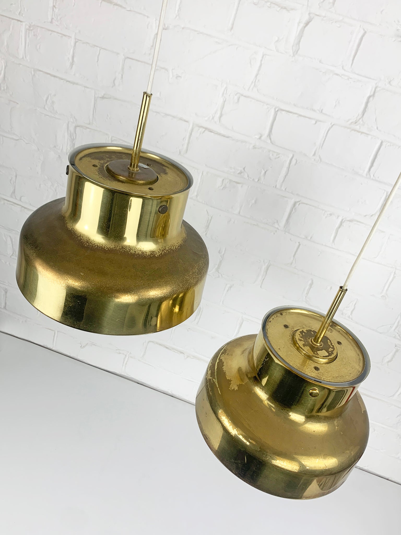 Bumling Pendant Lamps in Brass by Anders Pehrson for Ateljé Lyktan, 1960s, Set of 2