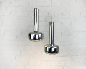 Pair Guldpendel Pendants in Chrome by Vilhelm Lauritzen for Louis Poulsen, 1960s