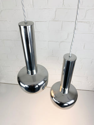 Pair Guldpendel Pendants in Chrome by Vilhelm Lauritzen for Louis Poulsen, 1960s