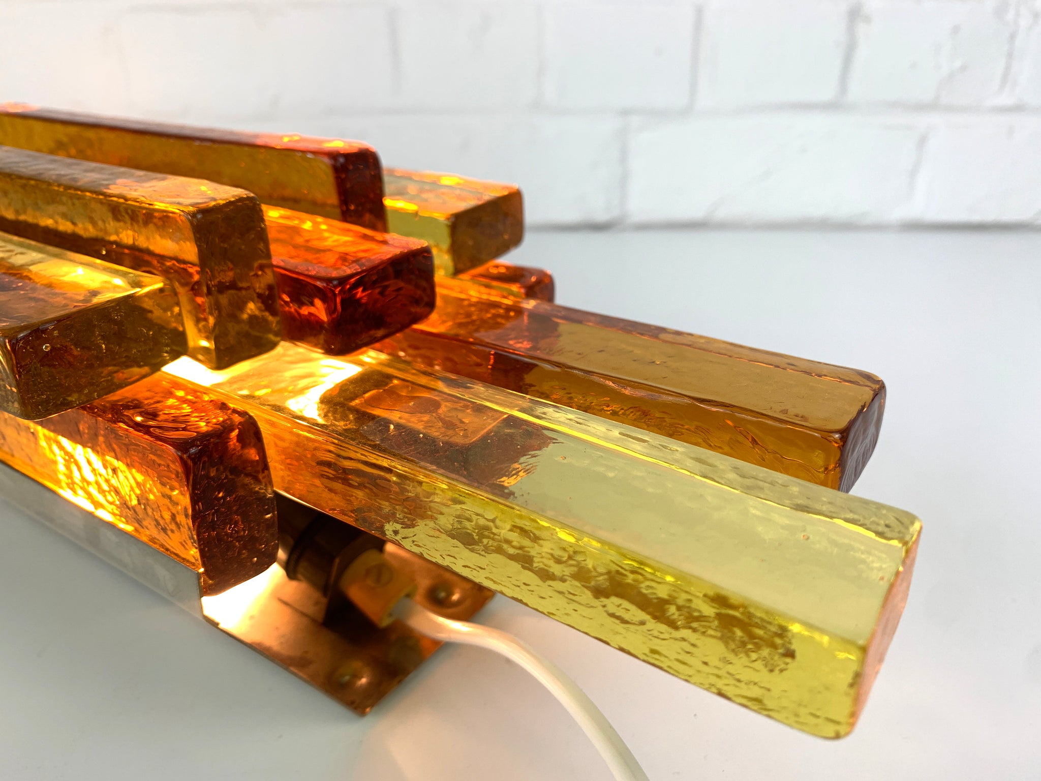 Amber Glass Sconce by Svend Aage Holm Sørensen, Denmark, 1960s