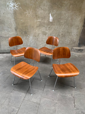 Set of 4 DCM Dining Chairs Walnut by Charles & Ray Eames, Herman Miller, 1950s