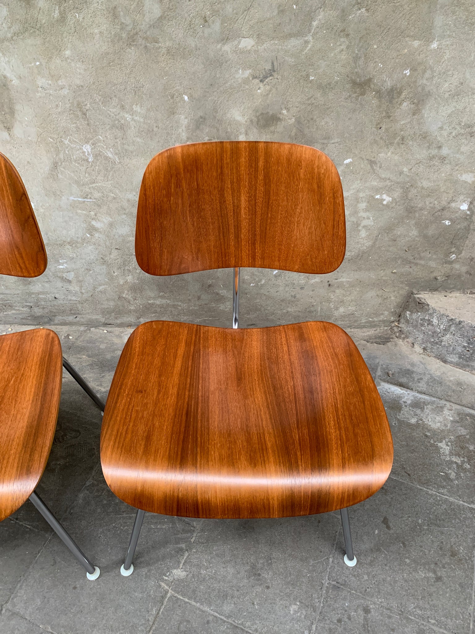 Pair DCM Dining Chairs Walnut by Charles & Ray Eames, Herman Miller, 1950s