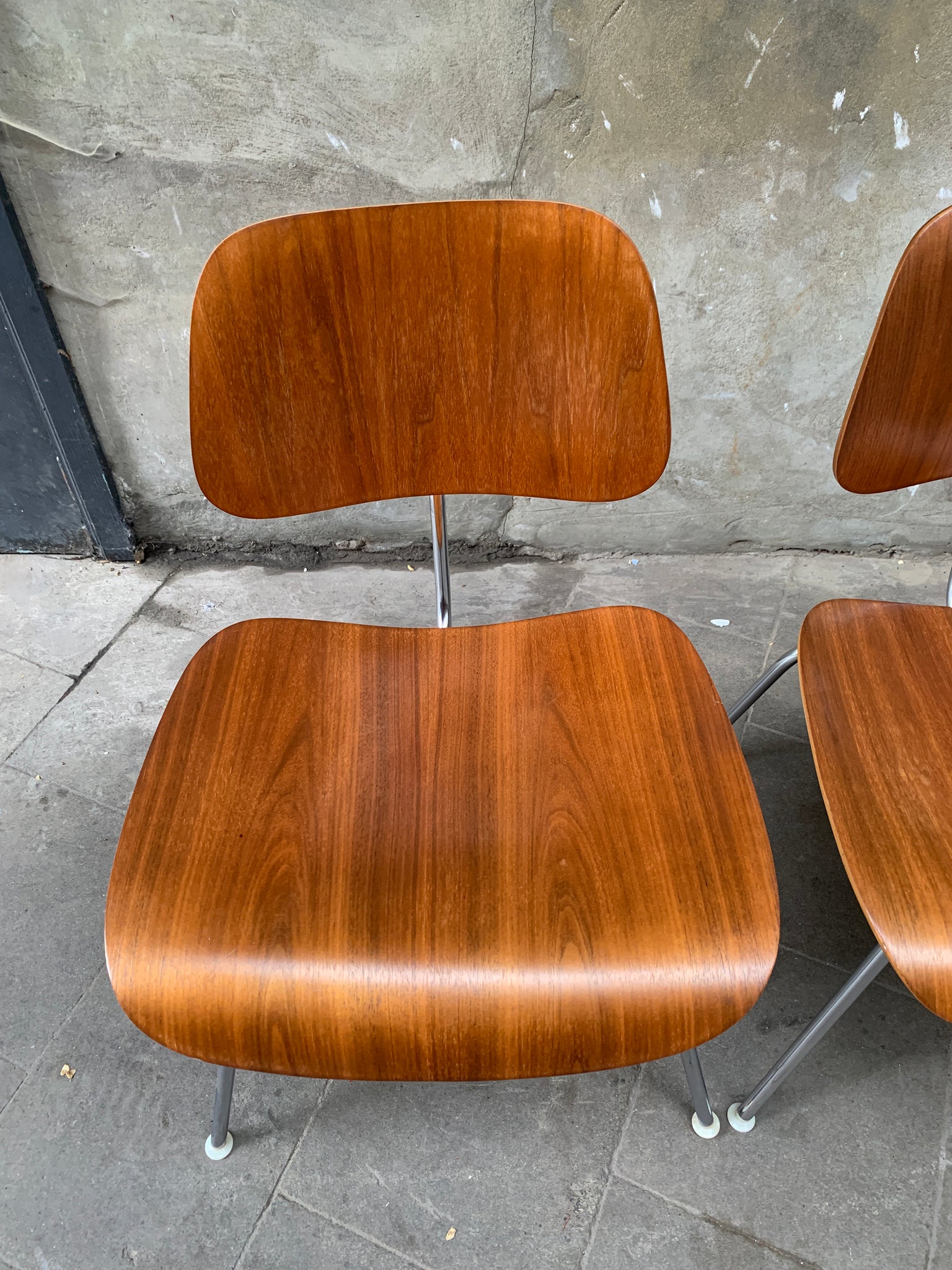 Set of 4 DCM Dining Chairs Walnut by Charles & Ray Eames, Herman Miller, 1950s