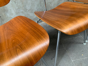 Pair DCM Dining Chairs Walnut by Charles & Ray Eames, Herman Miller, 1950s