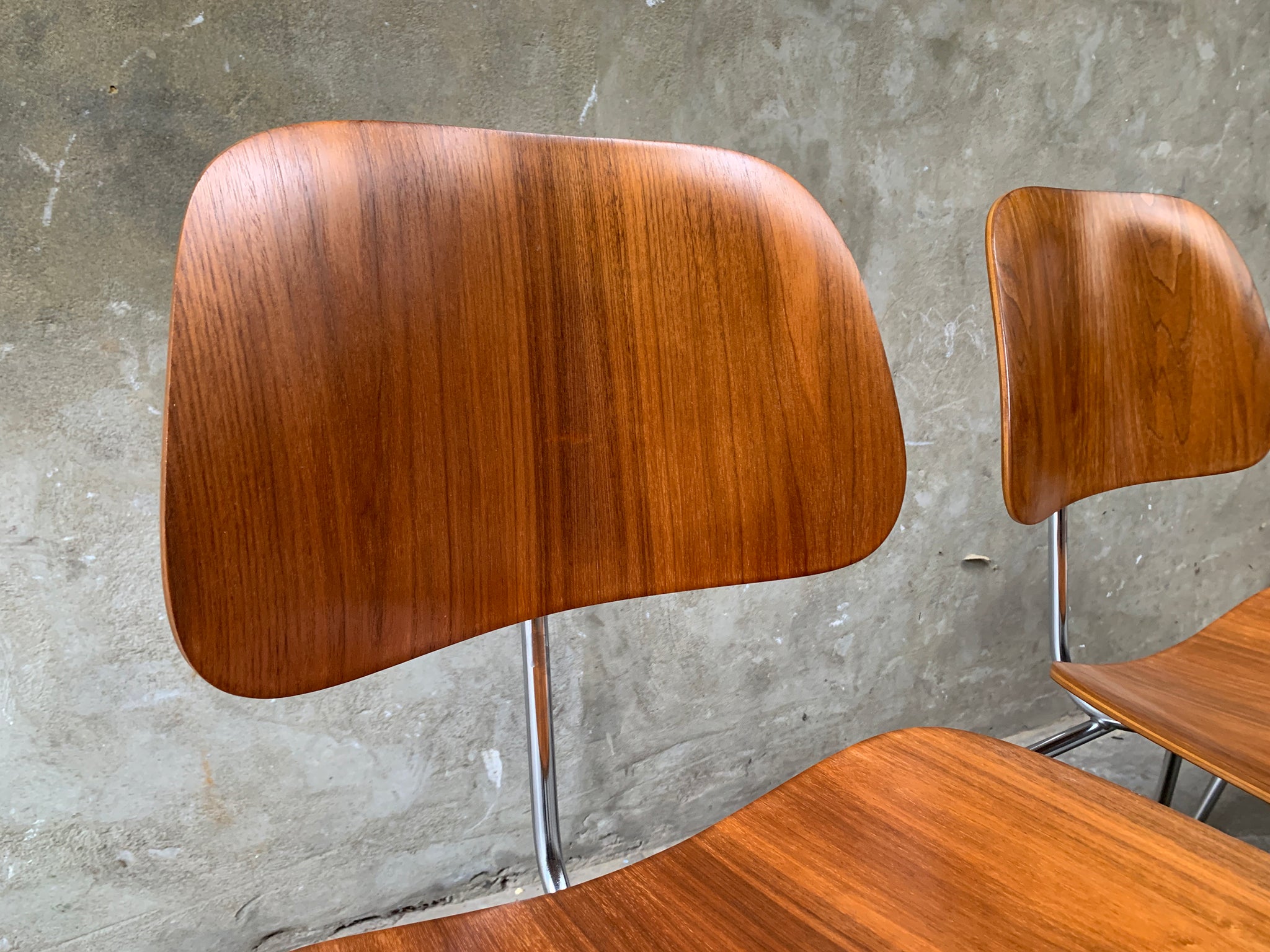 Pair DCM Dining Chairs Walnut by Charles & Ray Eames, Herman Miller, 1950s