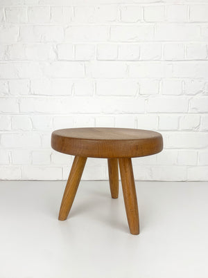 Mid-Century Low Berger Stool in Oak Charlotte Perriand Steph Simon Paris, 1950s