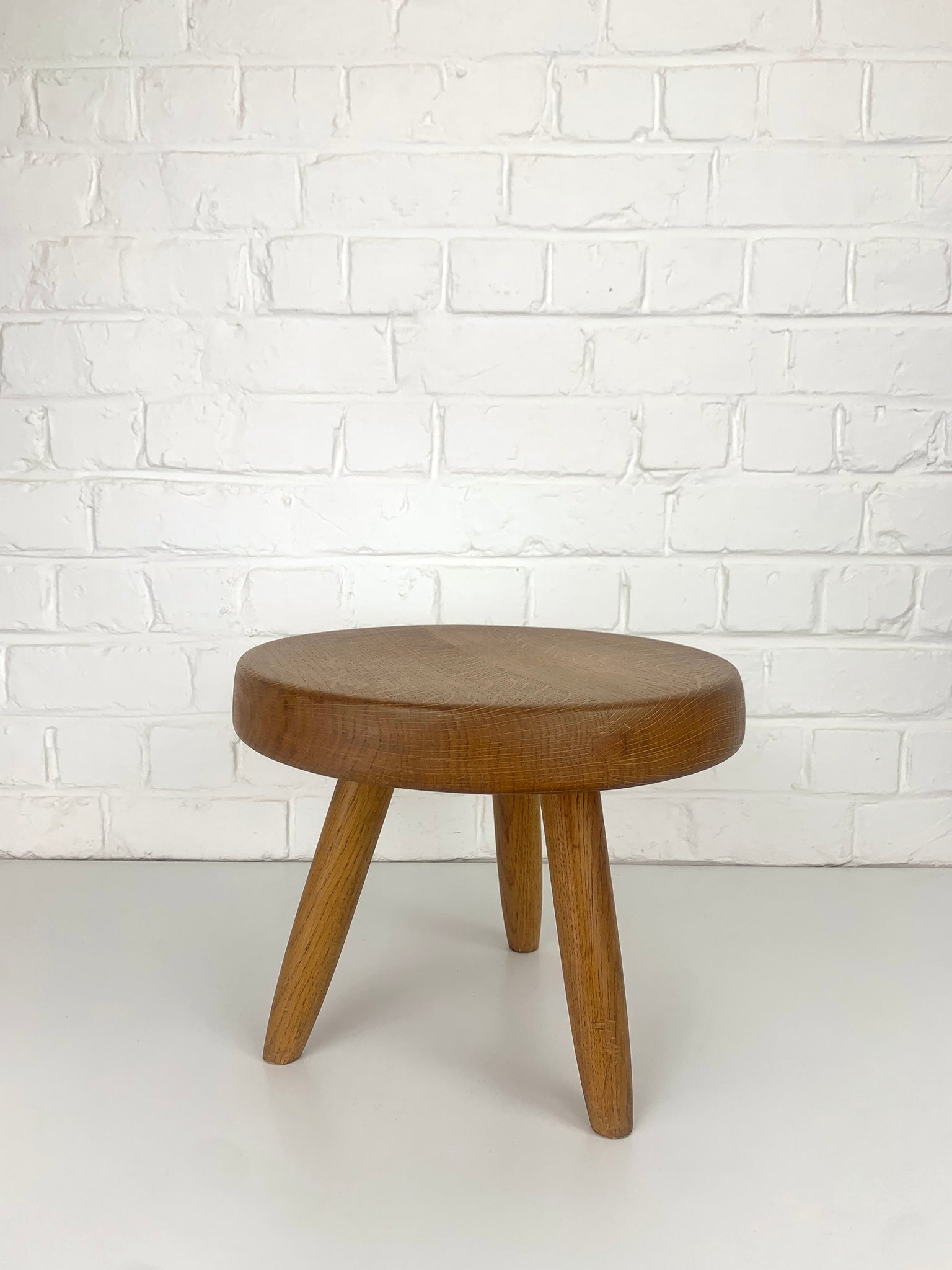 Mid-Century Low Berger Stool in Oak Charlotte Perriand Steph Simon Paris, 1950s