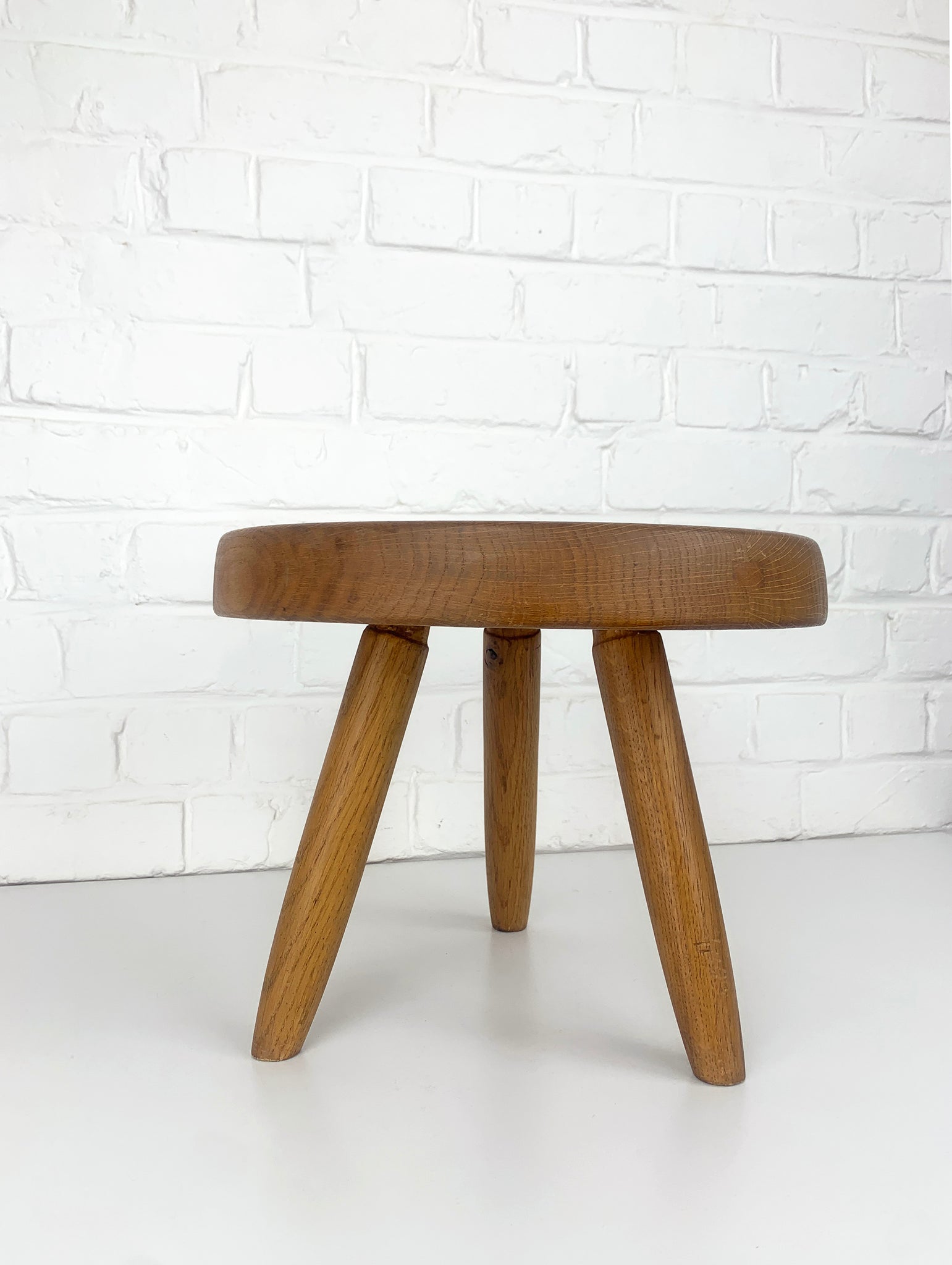 Mid-Century Low Berger Stool in Oak Charlotte Perriand Steph Simon Paris, 1950s