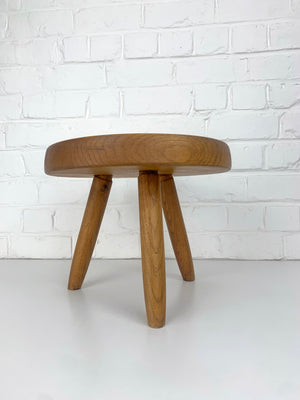 Mid-Century Low Berger Stool in Oak Charlotte Perriand Steph Simon Paris, 1950s