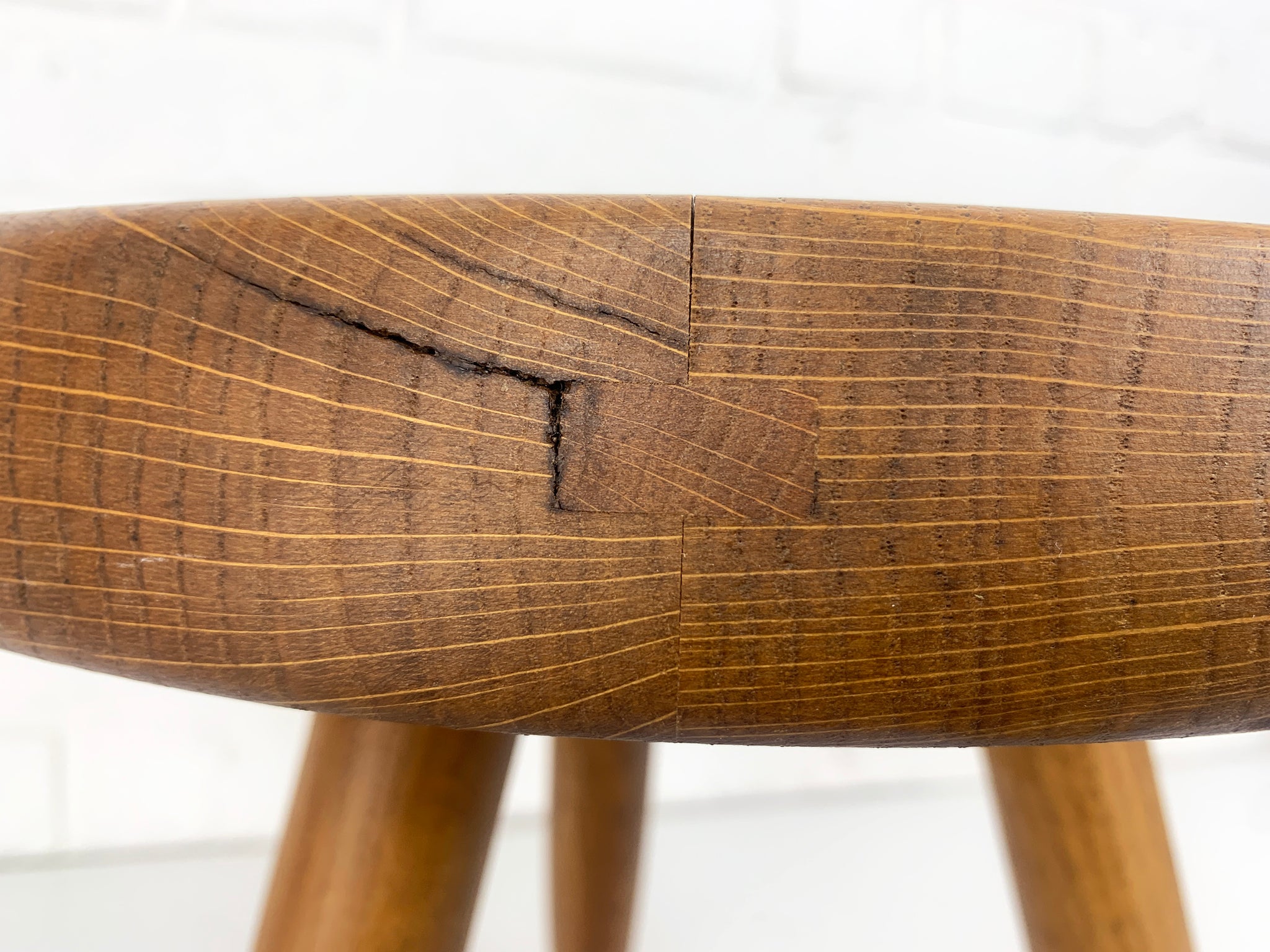 Mid-Century Low Berger Stool in Oak Charlotte Perriand Steph Simon Paris, 1950s