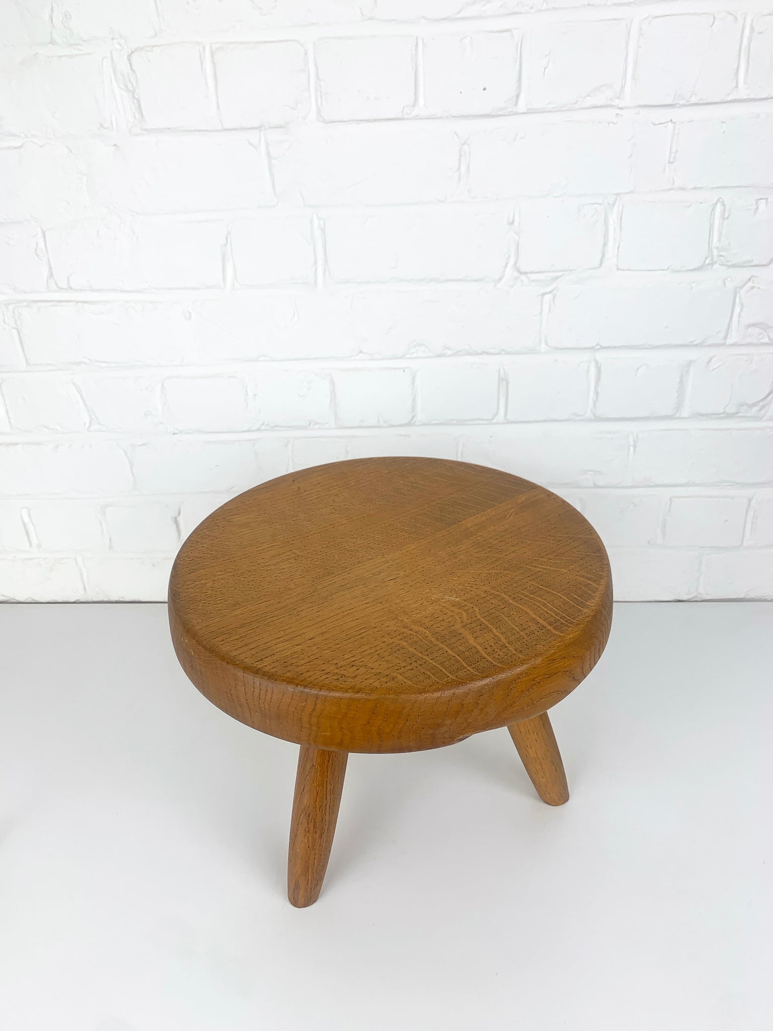 Mid-Century Low Berger Stool in Oak Charlotte Perriand Steph Simon Paris, 1950s