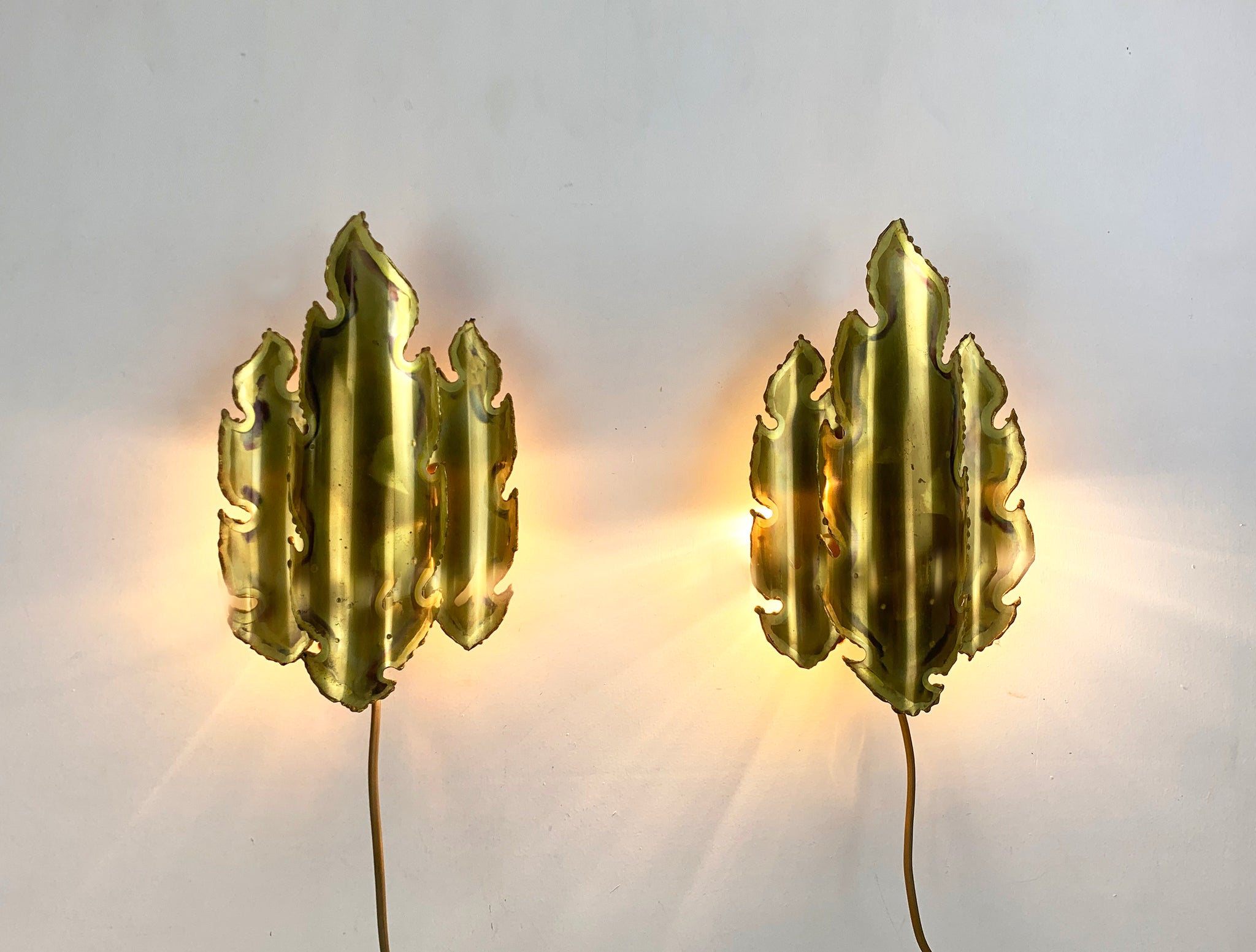 Pair Brutalist Wall Lights by Svend Aage Holm Sorensen for Holm Sørensen, Denmark