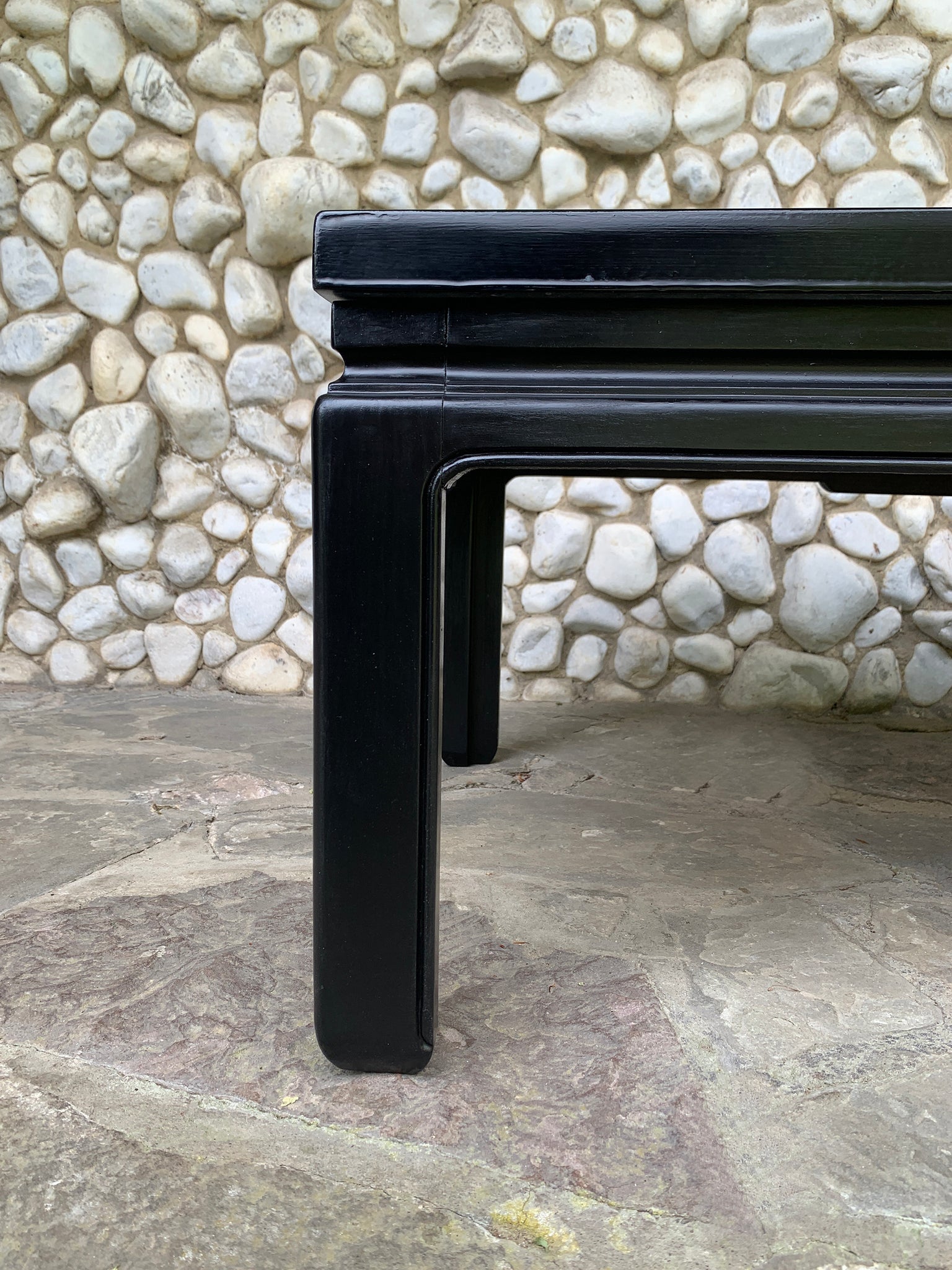 Coffee table black resin and agates Belgian design 1970