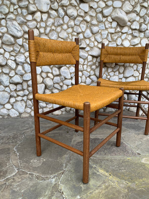 Pair of Midcentury Dordogne Dining Chairs, Charlotte Perriand for Robert Sentou