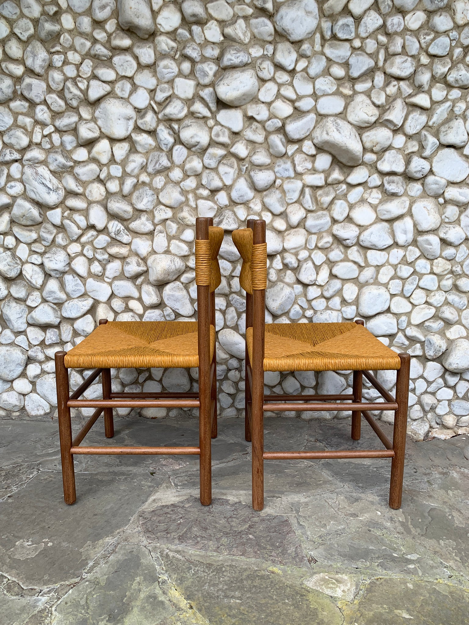 Pair of Midcentury Dordogne Dining Chairs, Charlotte Perriand for Robert Sentou