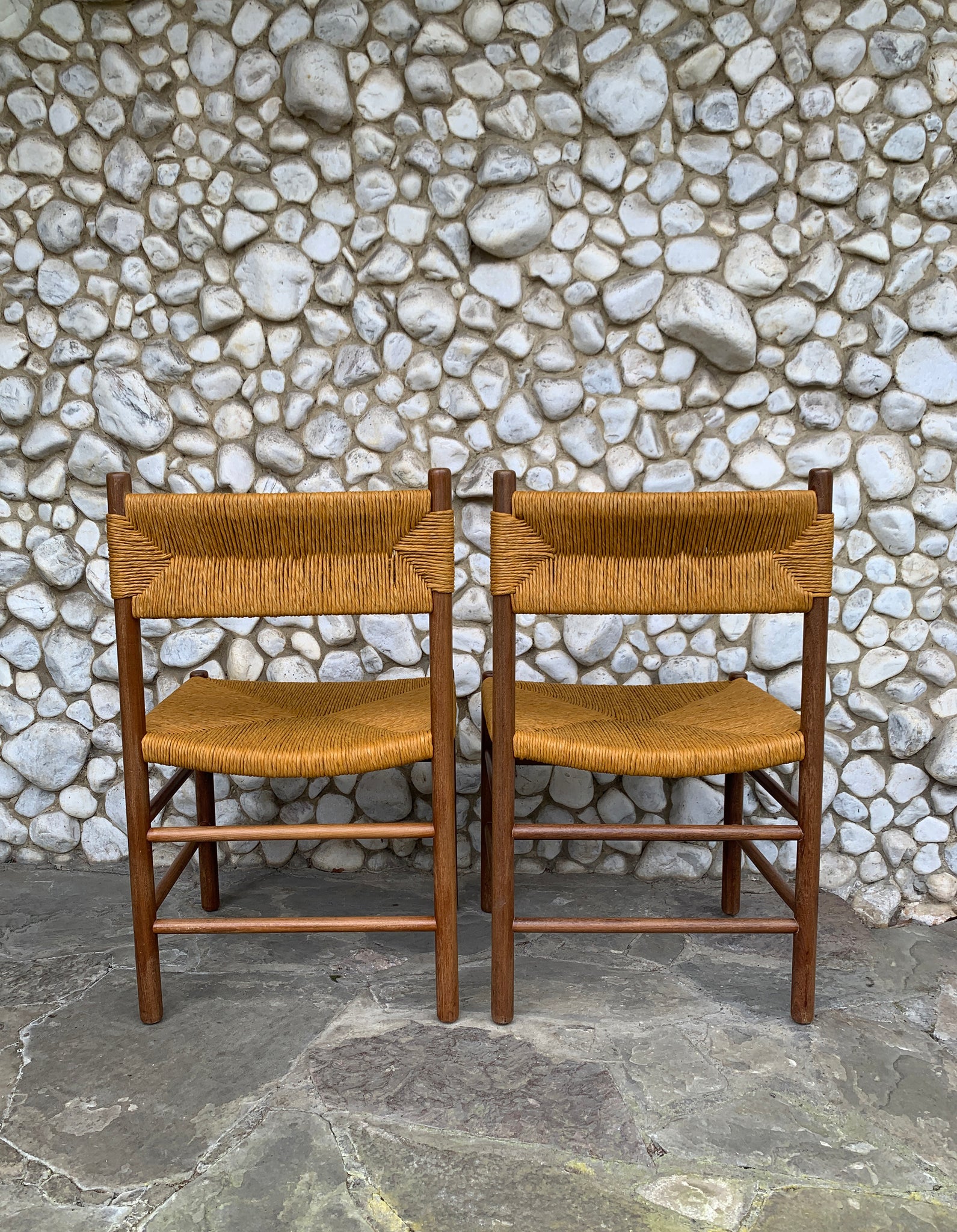 Pair of Midcentury Dordogne Dining Chairs, Charlotte Perriand for Robert Sentou