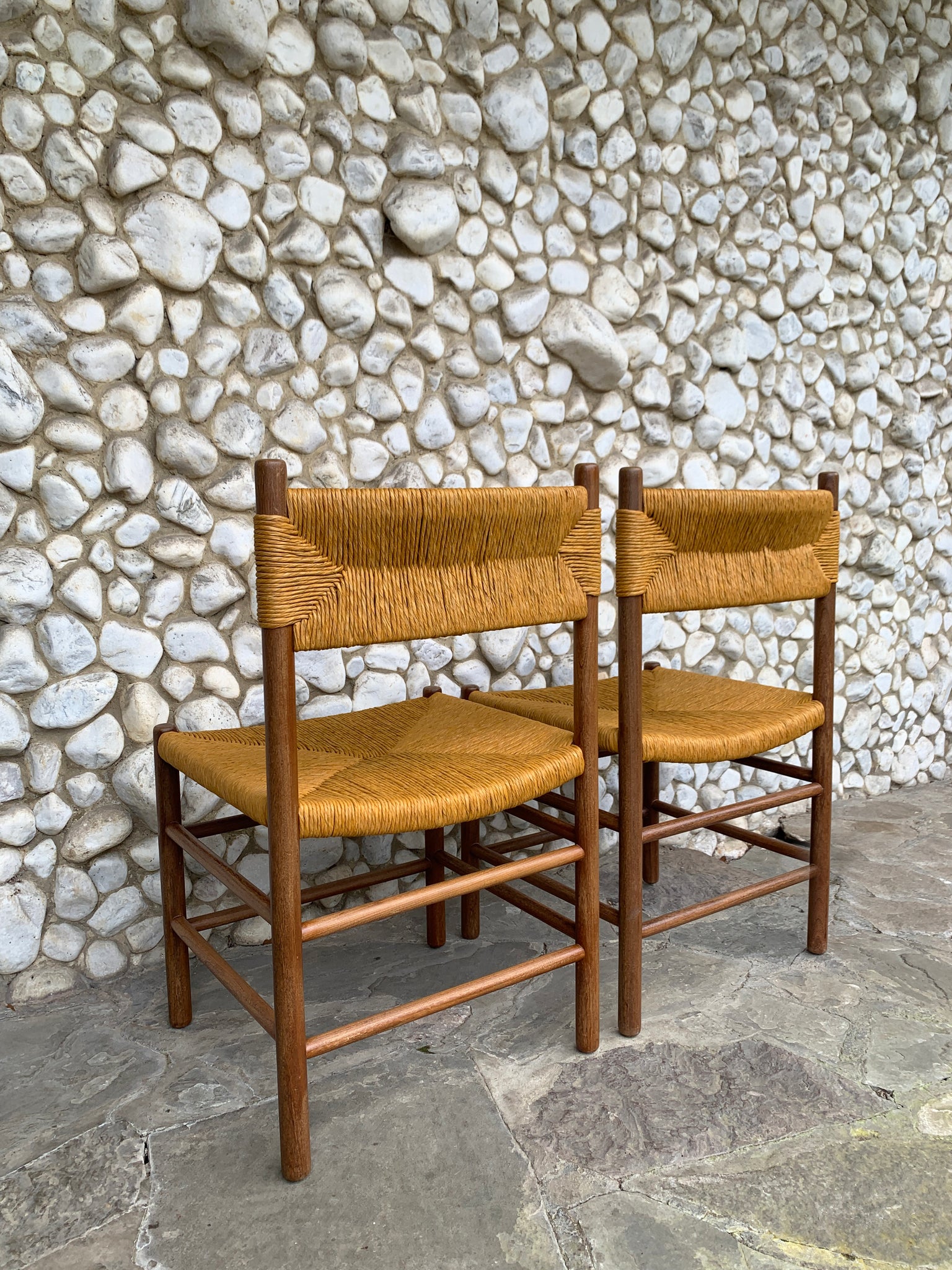 Pair of Midcentury Dordogne Dining Chairs, Charlotte Perriand for Robert Sentou