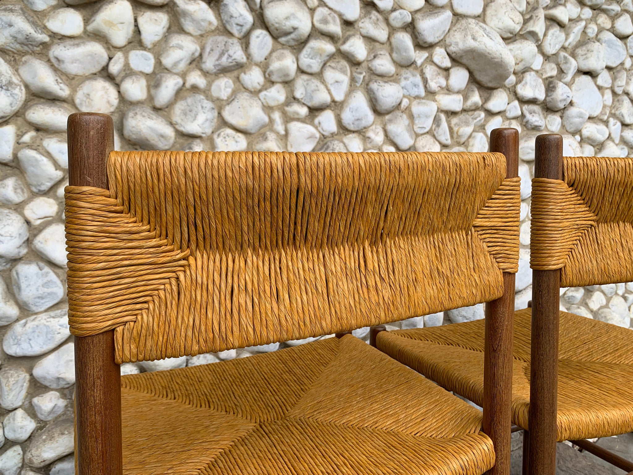 Pair of Midcentury Dordogne Dining Chairs, Charlotte Perriand for Robert Sentou