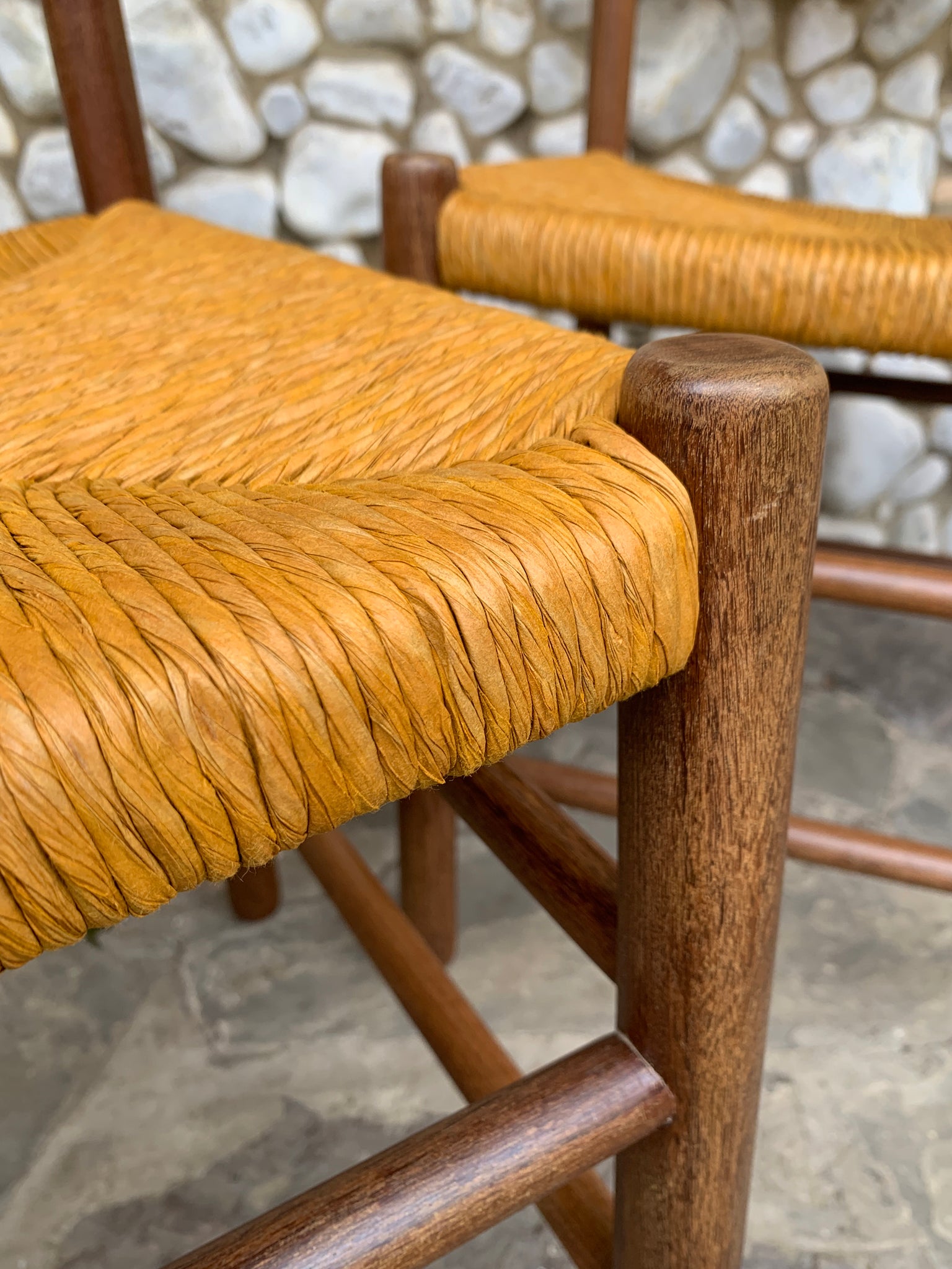 Pair of Midcentury Dordogne Dining Chairs, Charlotte Perriand for Robert Sentou