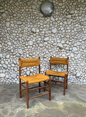 Pair of Midcentury Dordogne Dining Chairs, Charlotte Perriand for Robert Sentou