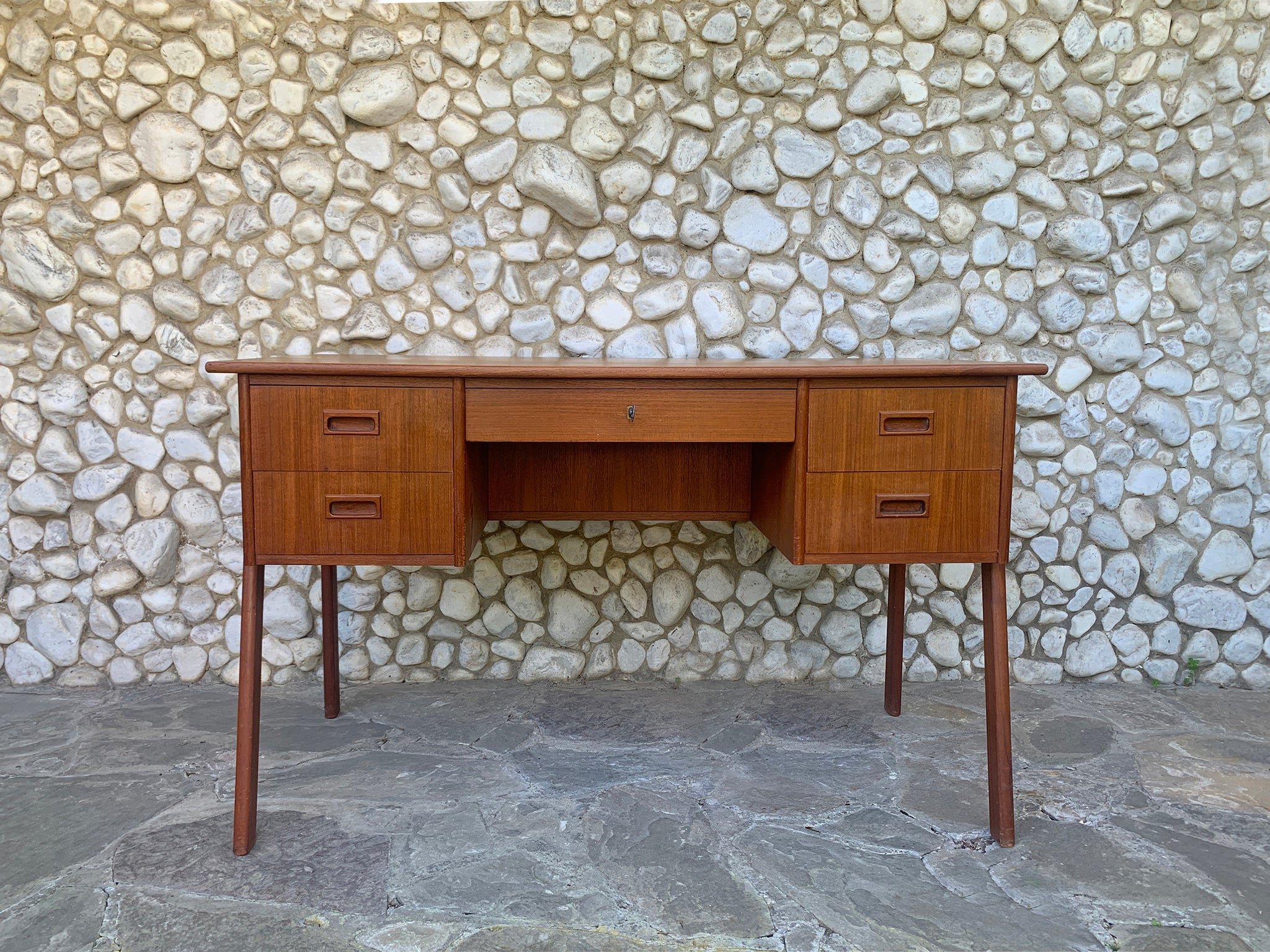 Free-Standing Scandinavian Teak Desk, Denmark, 1960s