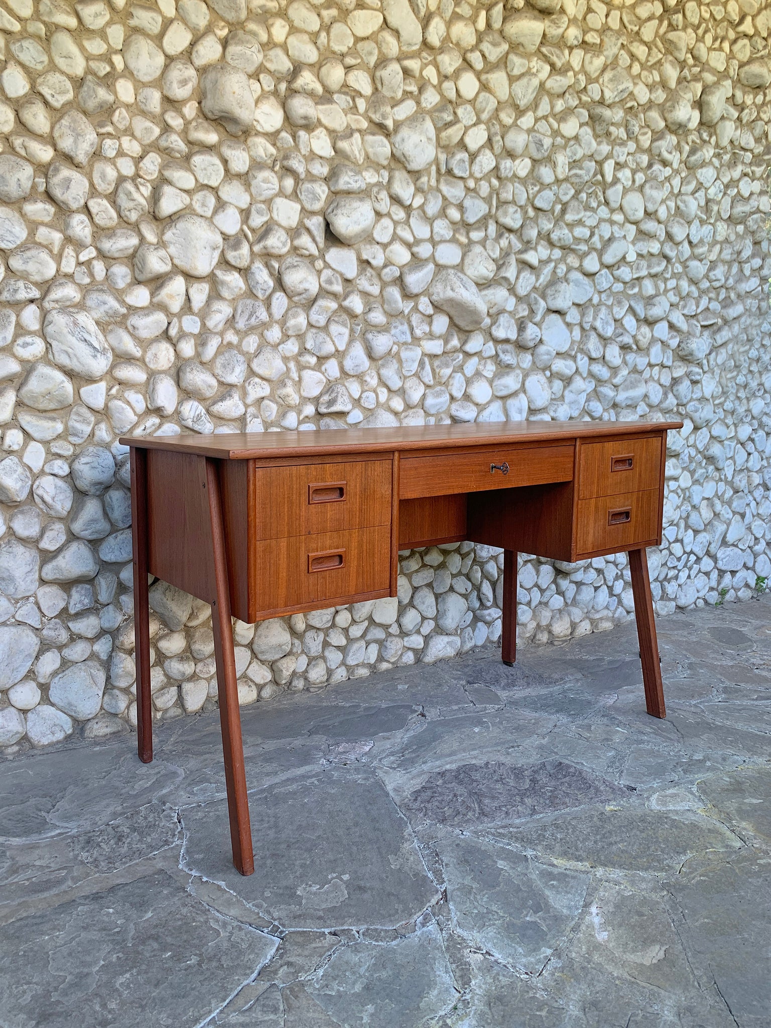 Free-Standing Scandinavian Teak Desk, Denmark, 1960s