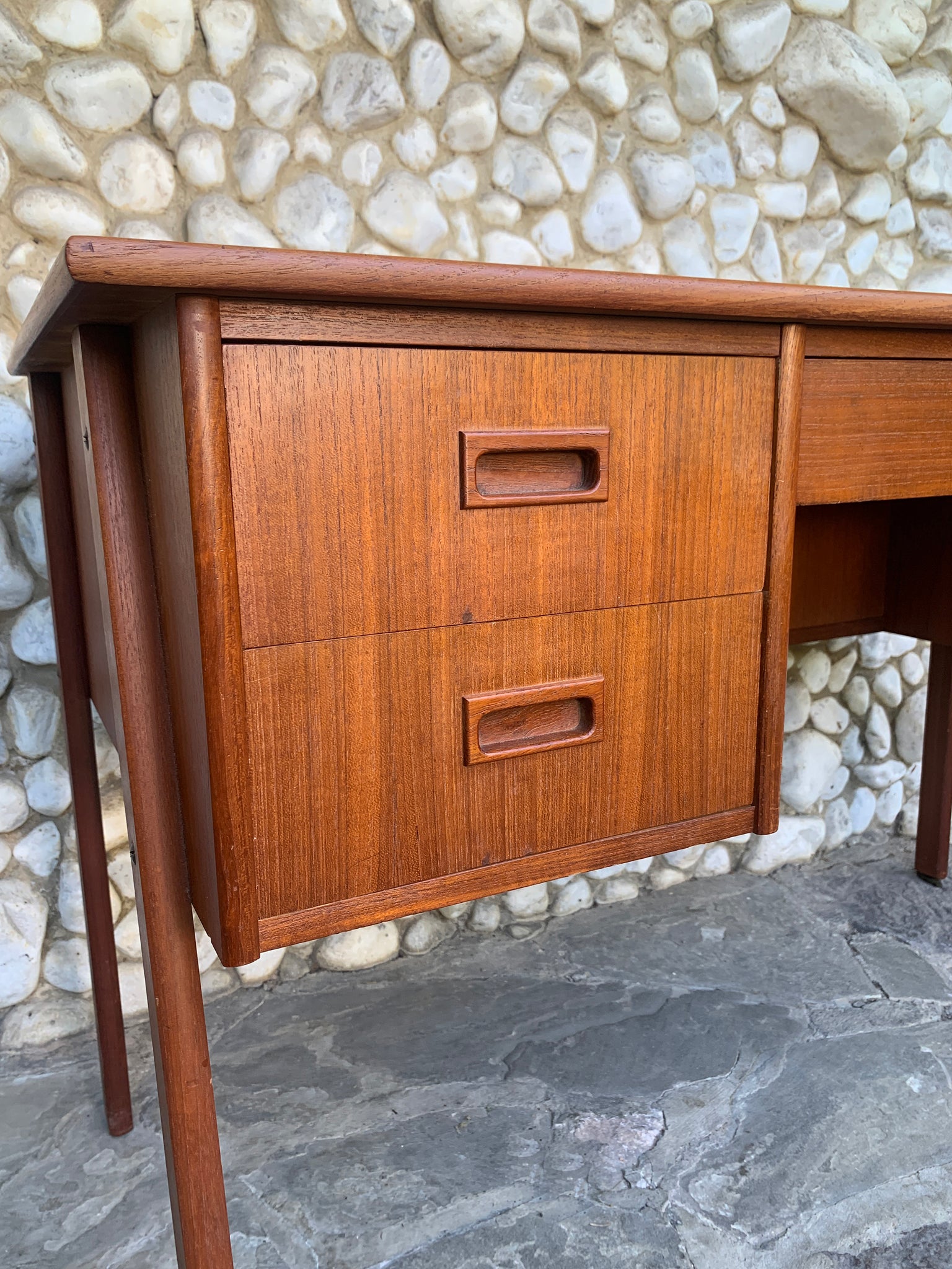 Free-Standing Scandinavian Teak Desk, Denmark, 1960s