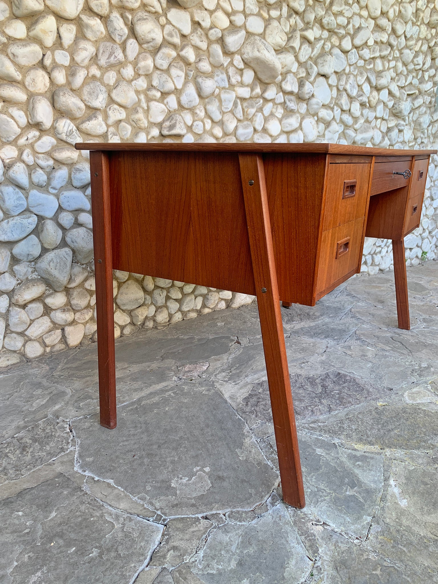 Free-Standing Scandinavian Teak Desk, Denmark, 1960s