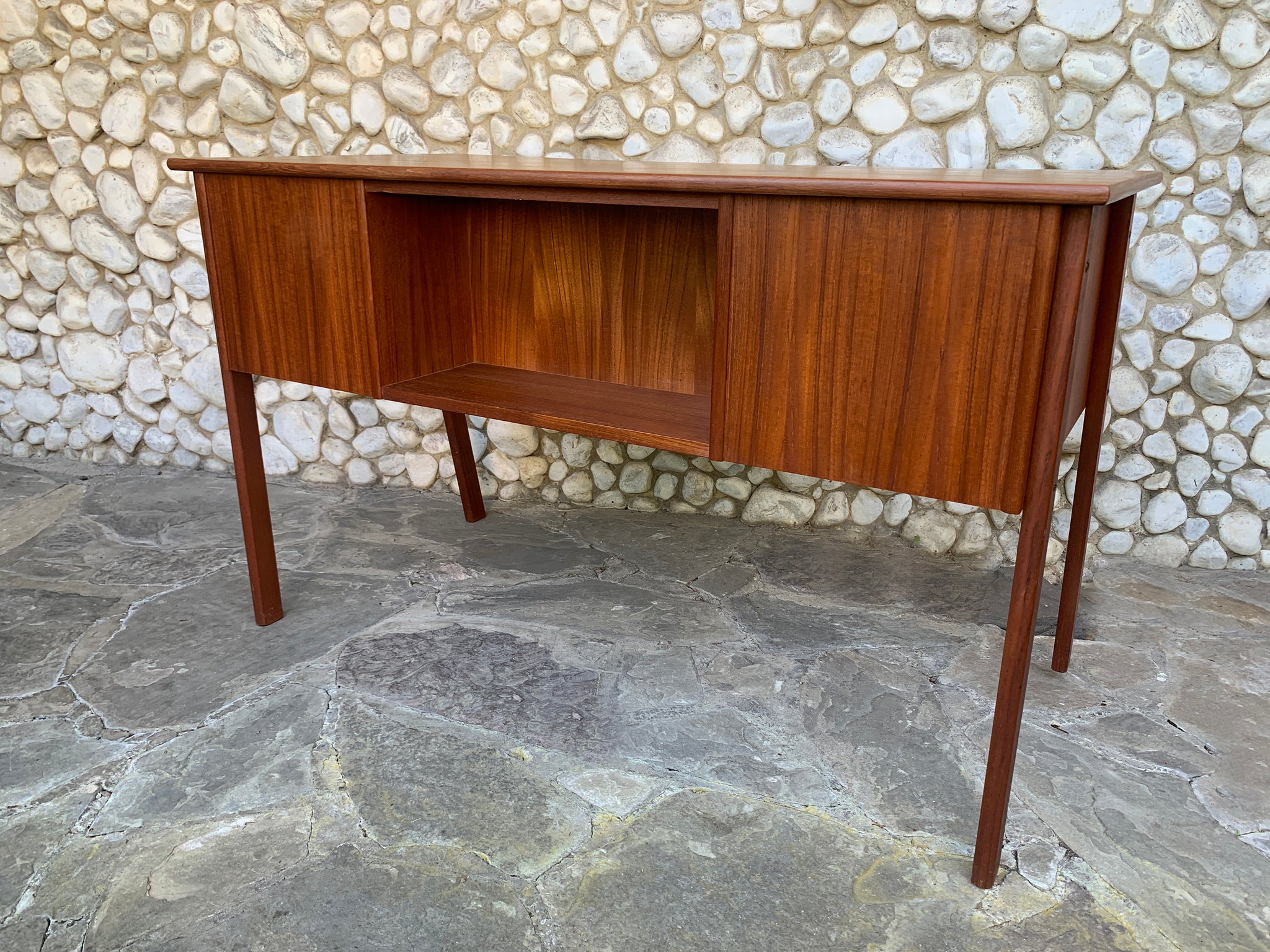 Free-Standing Scandinavian Teak Desk, Denmark, 1960s