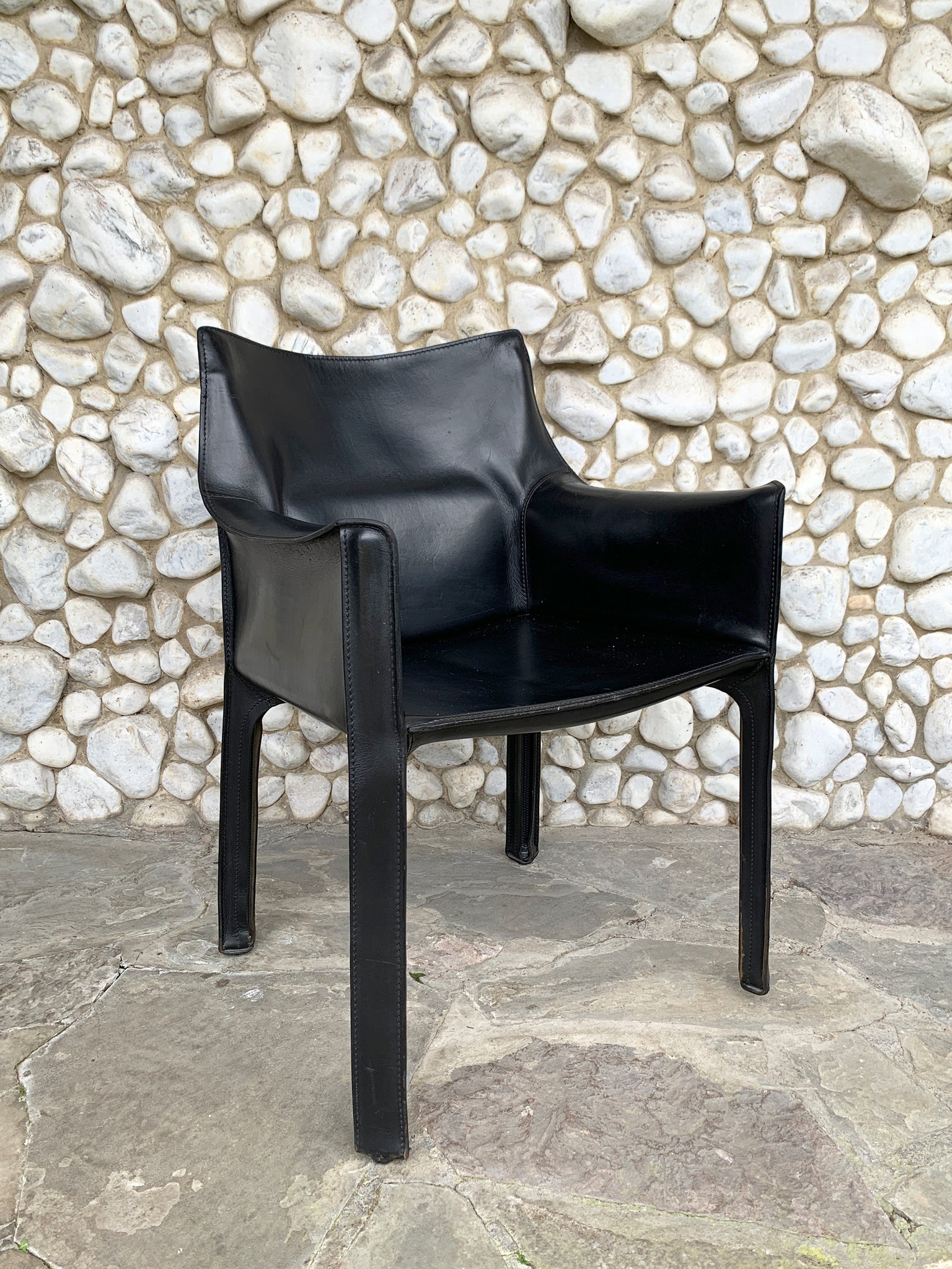 CAB 414 Armchair in Black Leather by Mario Bellini for Cassina, 1980s