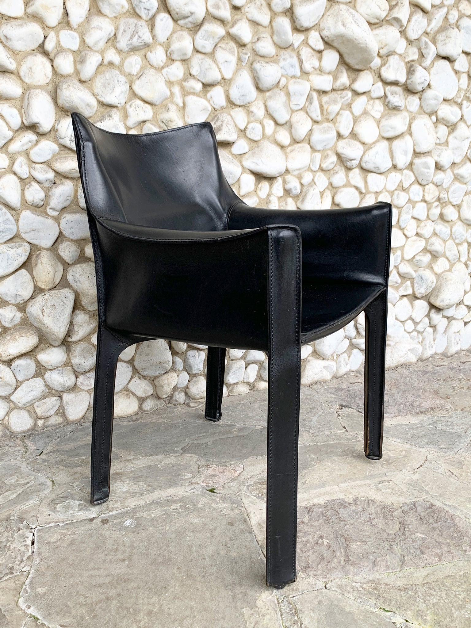 CAB 414 Armchair in Black Leather by Mario Bellini for Cassina, 1980s