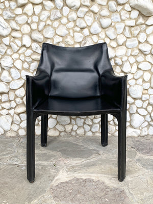 CAB 414 Armchair in Black Leather by Mario Bellini for Cassina, 1980s