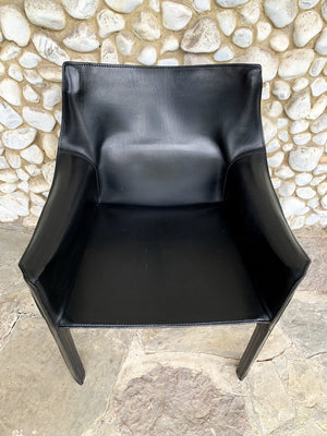 CAB 414 Armchair in Black Leather by Mario Bellini for Cassina, 1980s