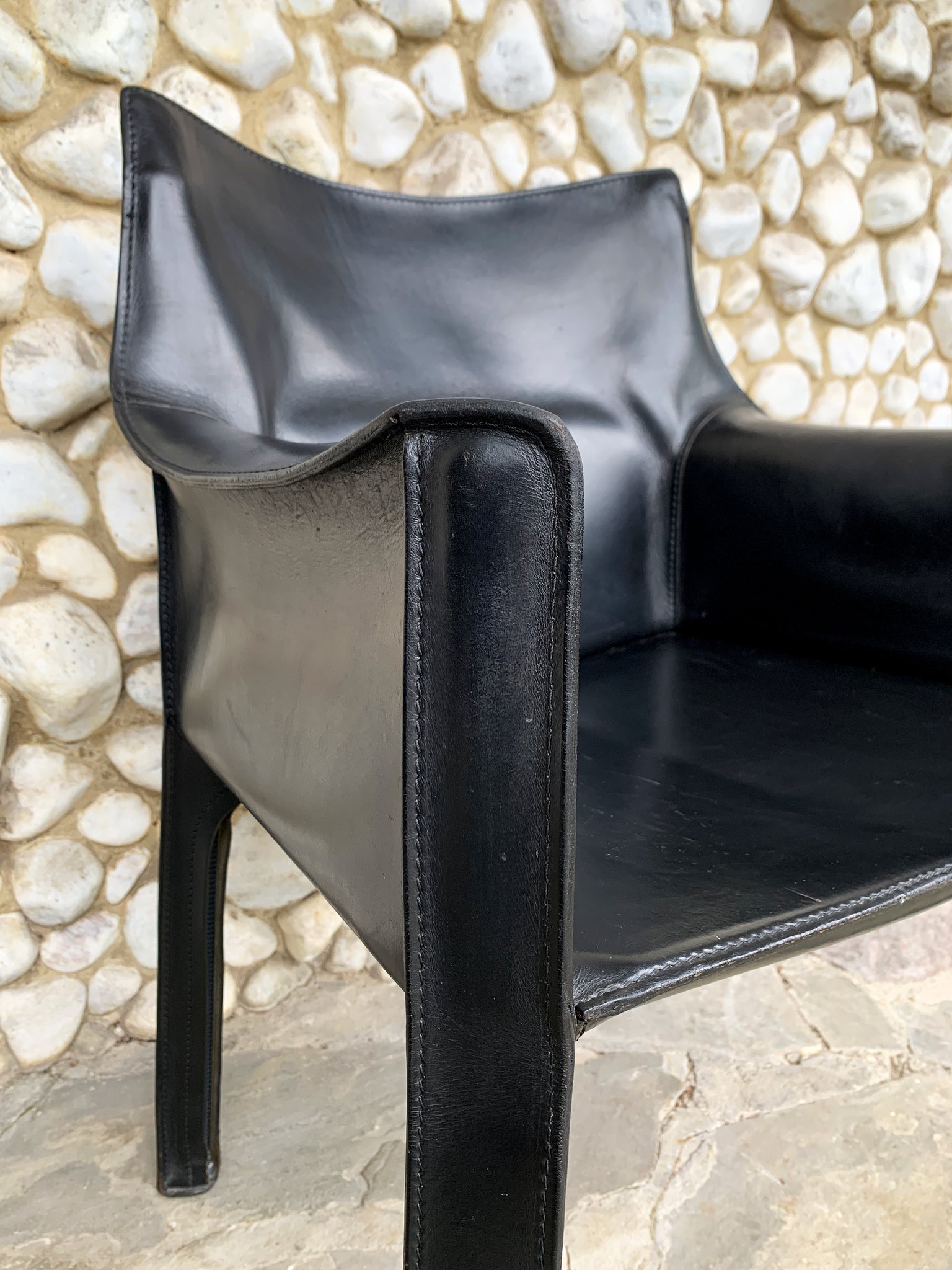 CAB 414 Armchair in Black Leather by Mario Bellini for Cassina, 1980s