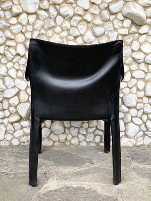 CAB 414 Armchair in Black Leather by Mario Bellini for Cassina, 1980s