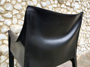 CAB 414 Armchair in Black Leather by Mario Bellini for Cassina, 1980s