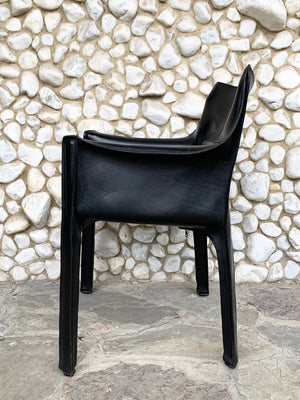 CAB 414 Armchair in Black Leather by Mario Bellini for Cassina, 1980s