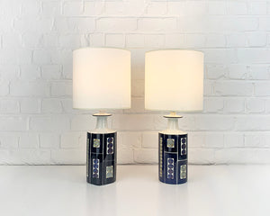 Pair Danish Ceramic Table Lamps, Inge-Lise Koefoed for Royal Copenhagen / Fog & Mørup, 1960s