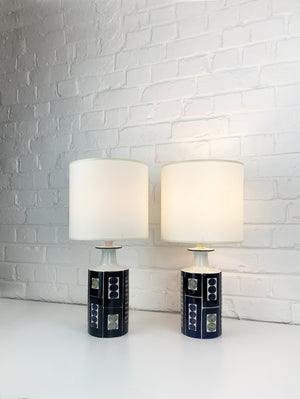 Pair Danish Ceramic Table Lamps, Inge-Lise Koefoed for Royal Copenhagen / Fog & Mørup, 1960s