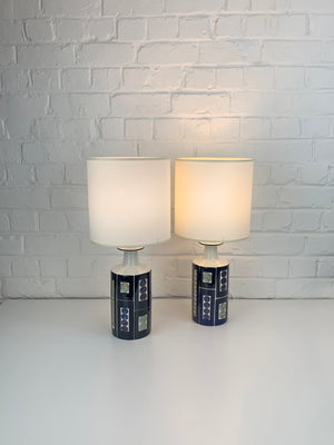 Pair Danish Ceramic Table Lamps, Inge-Lise Koefoed for Royal Copenhagen / Fog & Mørup, 1960s