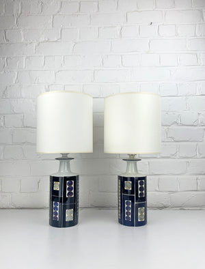 Pair Danish Ceramic Table Lamps, Inge-Lise Koefoed for Royal Copenhagen / Fog & Mørup, 1960s