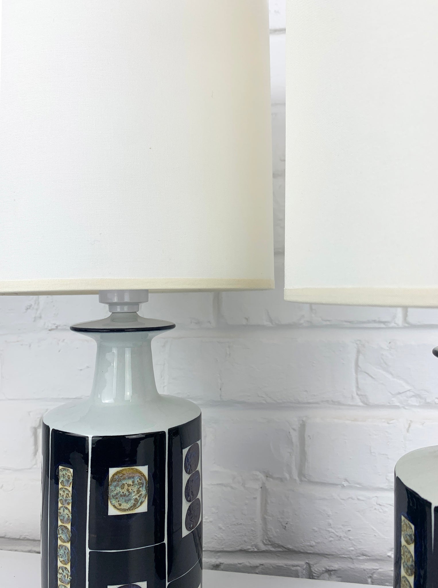 Pair Danish Ceramic Table Lamps, Inge-Lise Koefoed for Royal Copenhagen / Fog & Mørup, 1960s