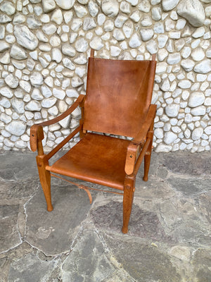 Safari Chair by Wilhelm Kienzle in leather for Wohnbedarf, Zürich, 1960s