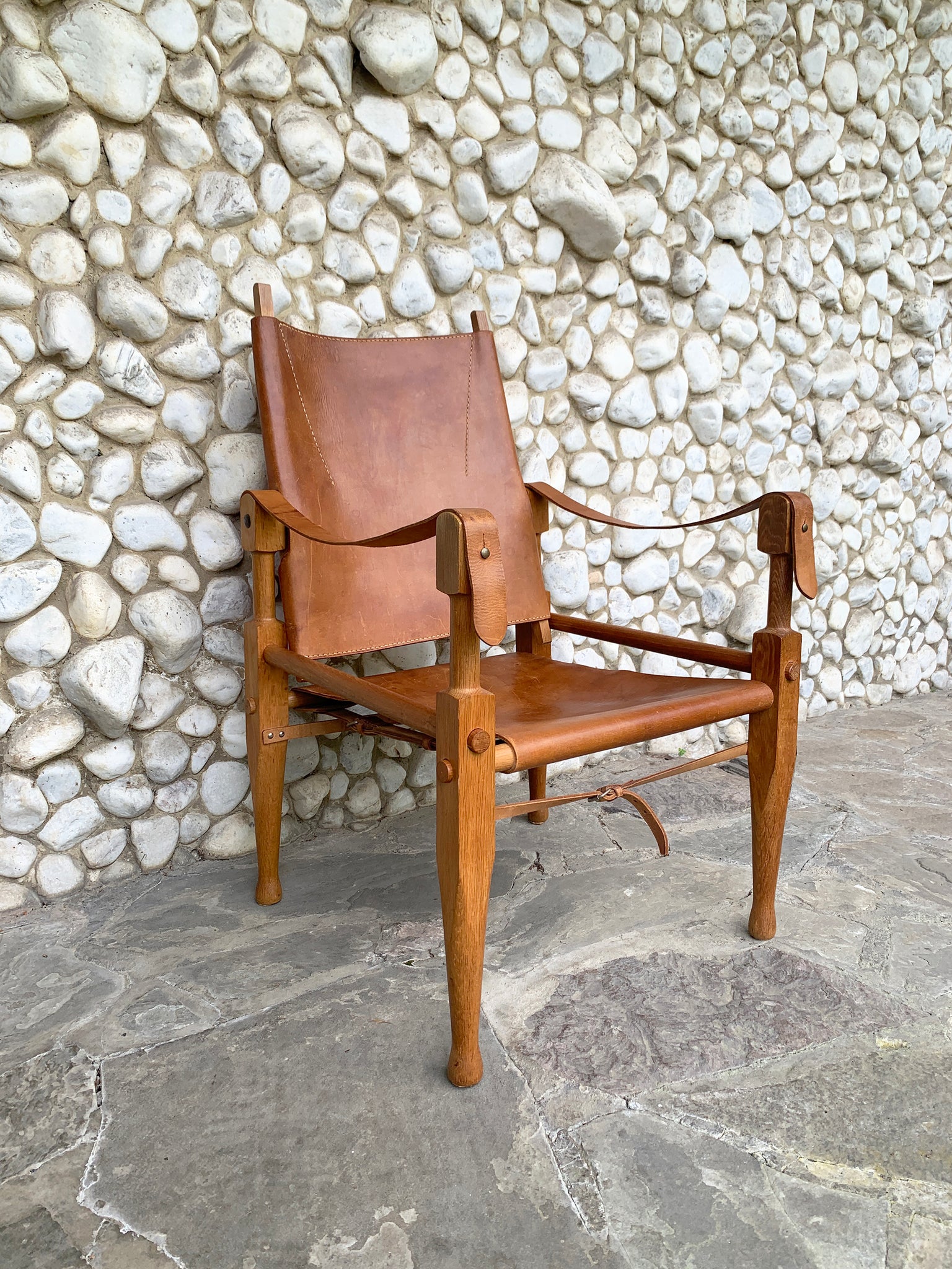 Safari Chair by Wilhelm Kienzle in leather for Wohnbedarf, Zürich, 1960s