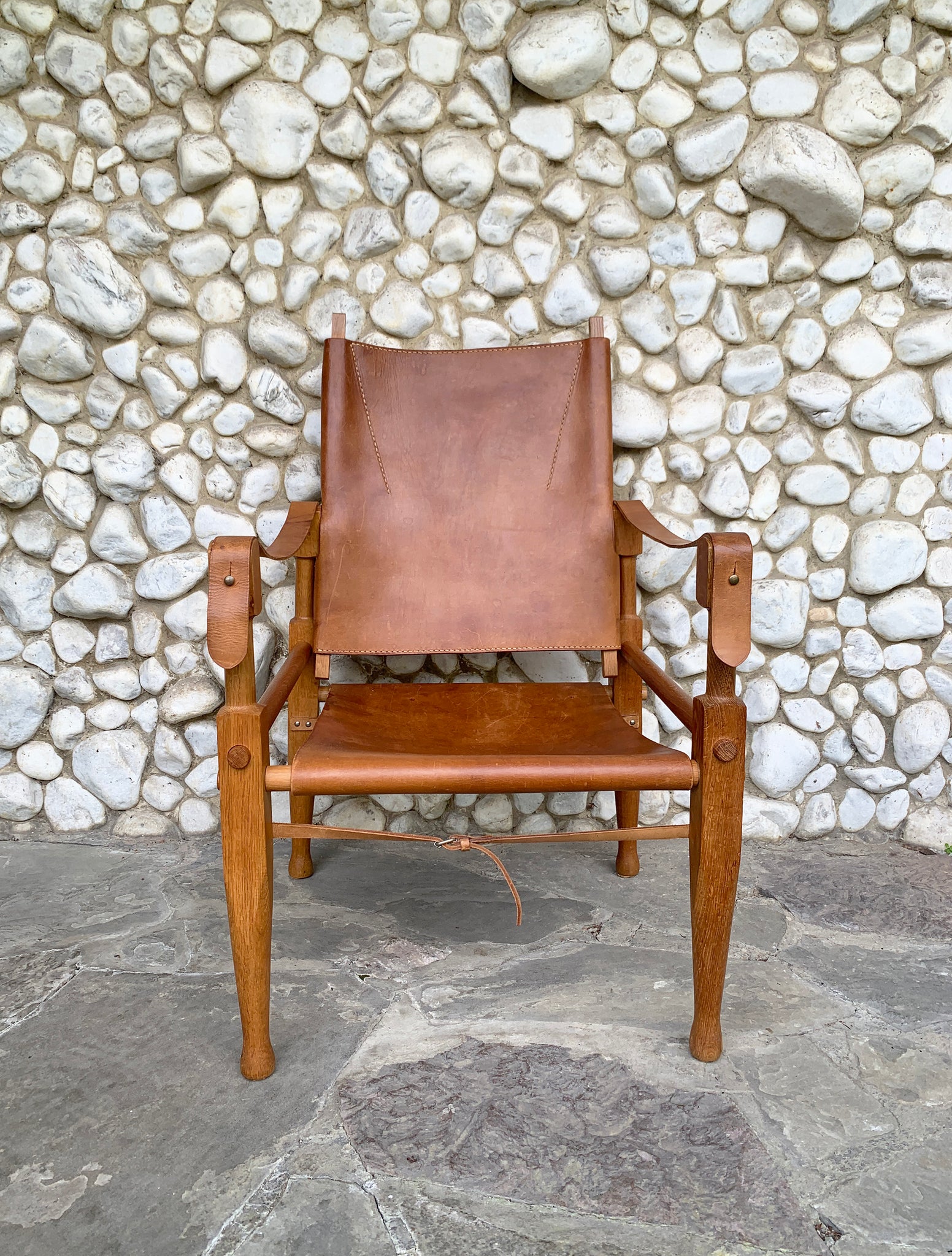 Safari Chair by Wilhelm Kienzle in leather for Wohnbedarf, Zürich, 1960s